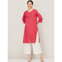 Melange by Lifestyle Women Coral Geometric Printed Kurta-picture-22