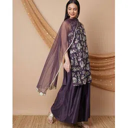 melange by lifestyle Women Embroidered Straight Kurta Suit Set-picture-12