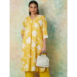 Melange by Lifestyle Yellow Printed Kurta-picture-14