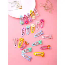 Melbees by Yellow Chimes Girls Set of 20 Yellow & Pink Tic Tac Cute Floral Snap Hair Clips-picture-47