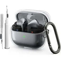 Meliya for Samsung Galaxy Buds 3 Pro Case & Galaxy Buds 3 Case Cover, Soft TPU Highly Transparent Anti-Yellowing Accessories with Carabiner & Cleaner kit for Men Women-image-9