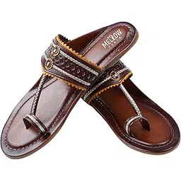 mellow feets Women’s Kolhapuri Sandals – Handcrafted Leather Flats Chappals with Toe Ring, Comfortable Slip-On Ethnic Footwear with Embroidery & TPR Leather Sole-picture-52