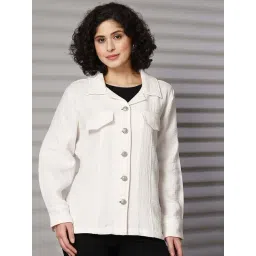 Melon by PlusS Beige Plain Cotton Blazers-picture-17