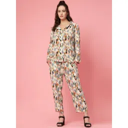 Melon by PlusS Beige Printed Shirt With Trousers-picture-32