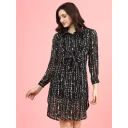 Melon by PlusS Black & Beige Printed Shirt Dress-picture-27