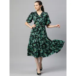 Melon by PlusS Black & Green Printed A-Line Dress-picture-23