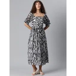 Melon by PlusS Black & White Printed A-Line Dress-picture-26
