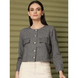 Melon by PlusS Black Chequered Cotton Jackets-picture-29