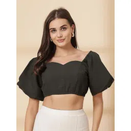 Melon By plusS Black Cotton Plain Crop Top-picture-16