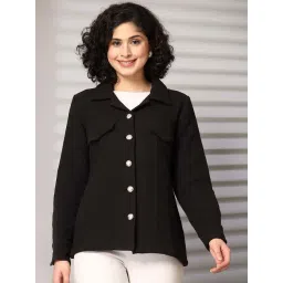 Melon by PlusS Black Plain Cotton Jackets-picture-25