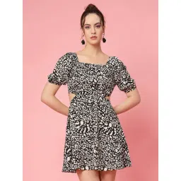 Melon by PlusS Black Printed A Line Dress-picture-21