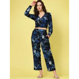 Melon by PlusS Black Printed Crop Top With Trousers-picture-14