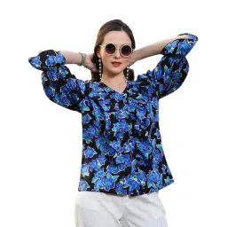 Melon by PlusS Blue & Black Floral Print Top-image-47