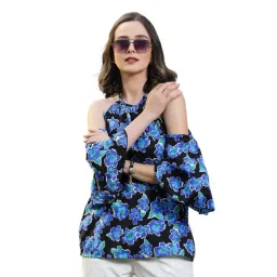 Melon by PlusS Blue & Black Floral Print Top-image-45