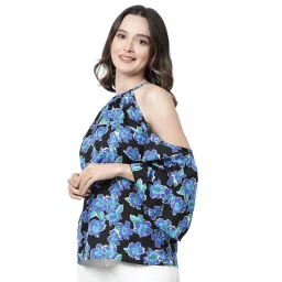 Melon by PlusS Blue & Black Floral Print Top image 3