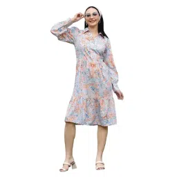 Melon by PlusS Blue & Rust Printed A Line Dress-picture-10