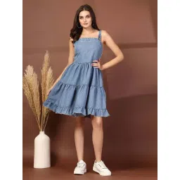 Melon By plusS Blue Cotton A-Line Dress-image-16