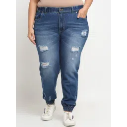 Melon by PlusS Blue Distressed Mid Rise Jeans-image-32