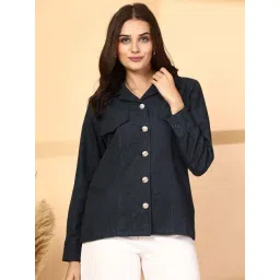 Melon by PlusS Blue Plain Cotton Jackets-image-7
