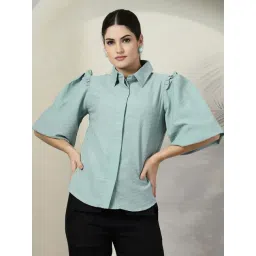 Melon By plusS Blue Plain Shirt-image-0