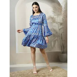 Melon By plusS Blue Printed A-Line Dress-picture-30