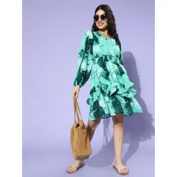 Melon by Pluss Green Printed A-Line Dress-picture-33