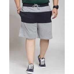Melon by PlusS Grey Cotton Regular Fit Colour Block Plus Size Shorts-picture-28