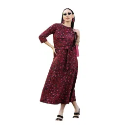 Melon by PlusS Maroon & Black Printed Midi Dress-picture-37
