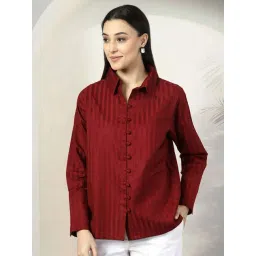 Melon By plusS Maroon Cotton Striped Shirt-picture-20