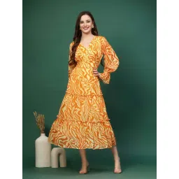 Melon By plusS Mustard Printed A-Line Dress-picture-44