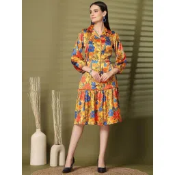 Melon By plusS Mustard Printed A-Line Dress-picture-27