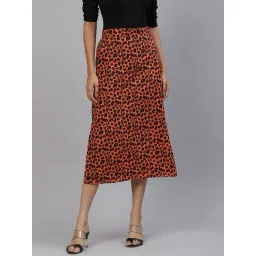 Melon by PlusS Orange & Black Printed Skirt-picture-38