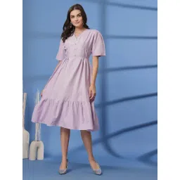 Melon By plusS Purple Cotton A-Line Dress-picture-43