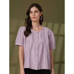 Melon By plusS Purple Cotton Plain Top-picture-26