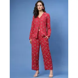 Melon by PlusS Red Floral Print Shirt With Trousers-picture-33