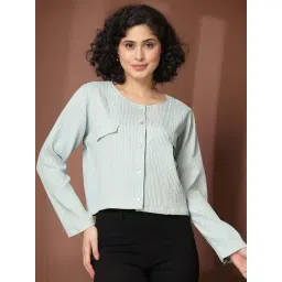 Melon By plusS Sea Green Plain Shirt-image-3