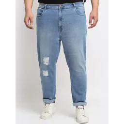Melon by PlusS Sky Blue Regular Fit Distressed Plus Size Distressed Jeans-picture-17
