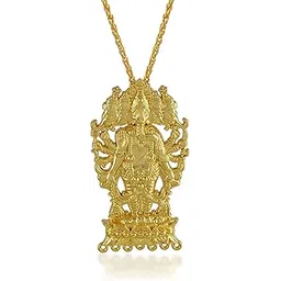 memoir Brass 24KT 1 Micron Gold plated Panchmukhi Ganesh Ganpati pendant Hindu God temple jewellery necklace Spiritual for Men women (PCKL1130)-picture-21
