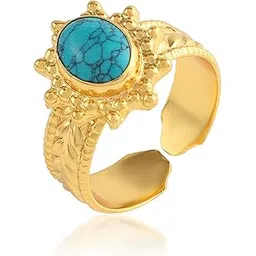 memoir Brass Gold plated Reiki Fengshui Astrology recommended Firoza Rashi ratna Finger ring for Men women (ORGS6026)-picture-14