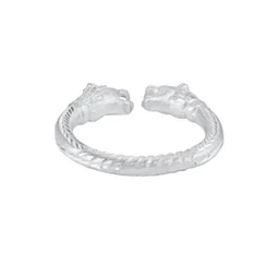 MEMOIR Men Silver Plated Stainless Steel Roaring Lion Head Design Kada-picture-30