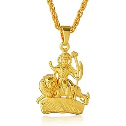 memoir Premium Brass Micron Gold Plated Durga/Sherawali Ma/Vaishno Devi Pendant Hindu Goddess Temple Jewellery for Men Women (PCNI8337)-picture-17