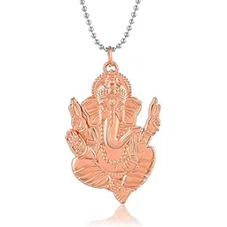 memoir Pure Copper Ganesh Ganpati pendant for Men hindu temple jewellery with 50% Silver content Ganesh Lakshmi coin (PCWR4540)-picture-42