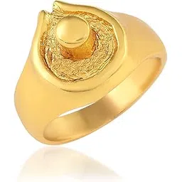 memoir Superstore18 Brass Micron Gold plated Shivling Design finger Ring for Men, Hindu Spiritual Jewellery, Thick Solid and Heavy ring (SST3432ORMG)-picture-16