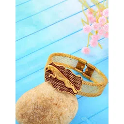 MEMOIR Unisex Brass Antique Gold-Plated Kada Bracelet-picture-26