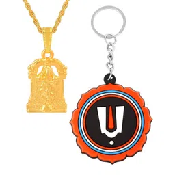 MEMOIR Unisex Gold Plated Tirupati Balaji Pendant with Chain And Keychain-picture-13