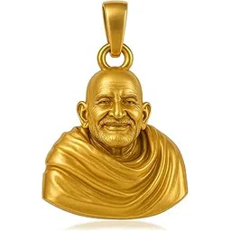 Premium Brass, 24KT Micron Gold plated Kainchi Dhaam Baba Neem Karoli pendant chain locket Hindu spiritual temple jewellery Men Women (PCUP4543)-image-22