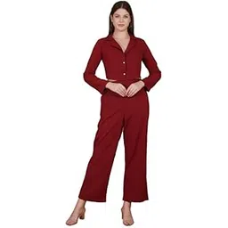 memories by masha Red Wine Chic Co-ord Set for Women – Textured Poly Crepe Fabric – Elegant Outfit for Formal Events, Business Meetings, Parties & Dinner Dates-picture-20