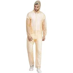 Men and Women Self Design Transparent Raincoat|Overcoat|Rainsuit with hood (Orange)-picture-33