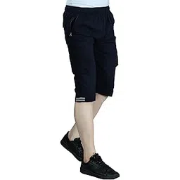 Men Cotton Regular Fit Solid Knee Length Short | 2 Zipper Pocket | 4 Button Pockets | Versatile ¾ Half Pants for Everyday --image-6