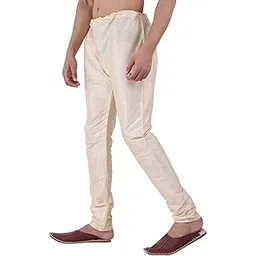 Men Sadree Silk Casual Wear Ethinic Style Mid Rise Regular Fit Churidar Pajama Only (Light Gold), Free Size-picture-23